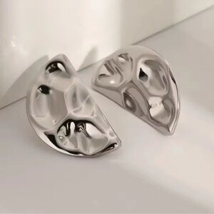 Anthropologie Silver Bean Stainless Steel Waterproof Earrings